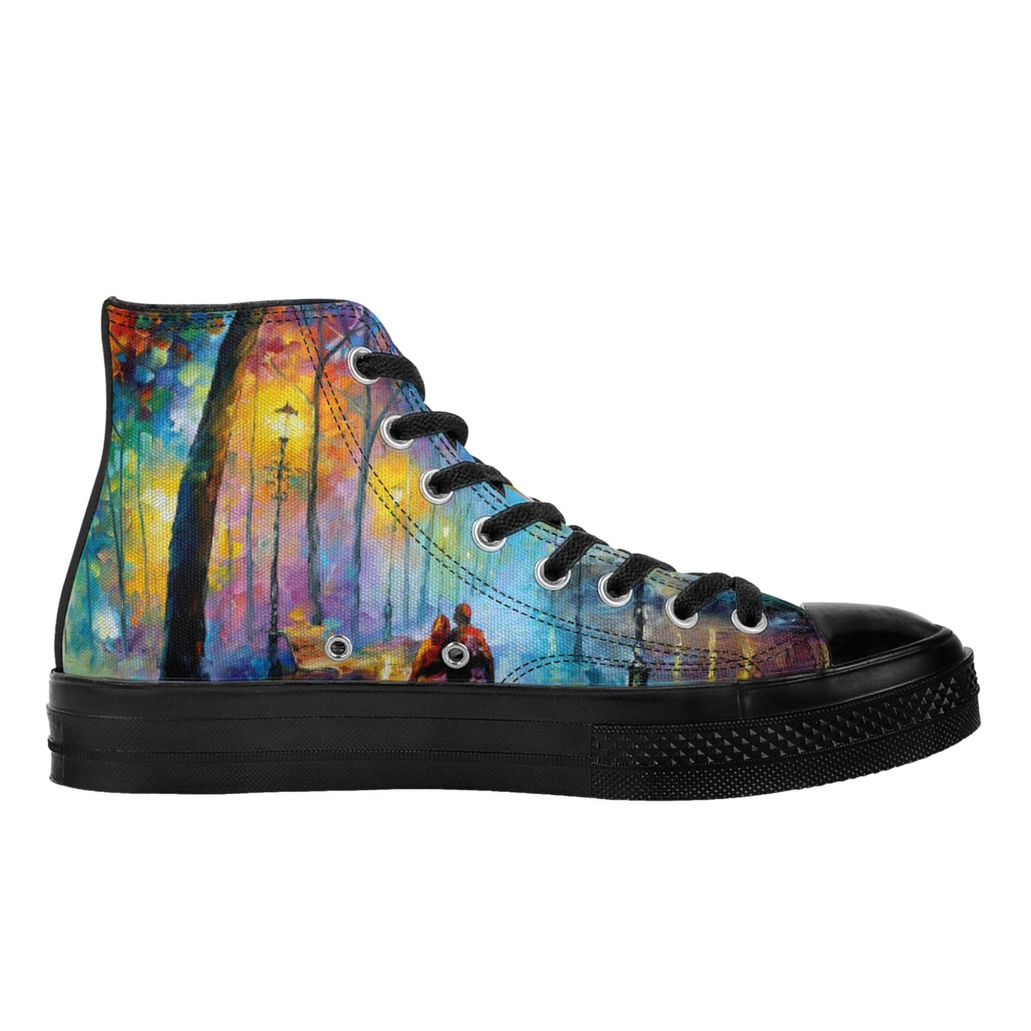 Women's Classic Black High Top Canvas Shoes Afremov Melody of The Night
