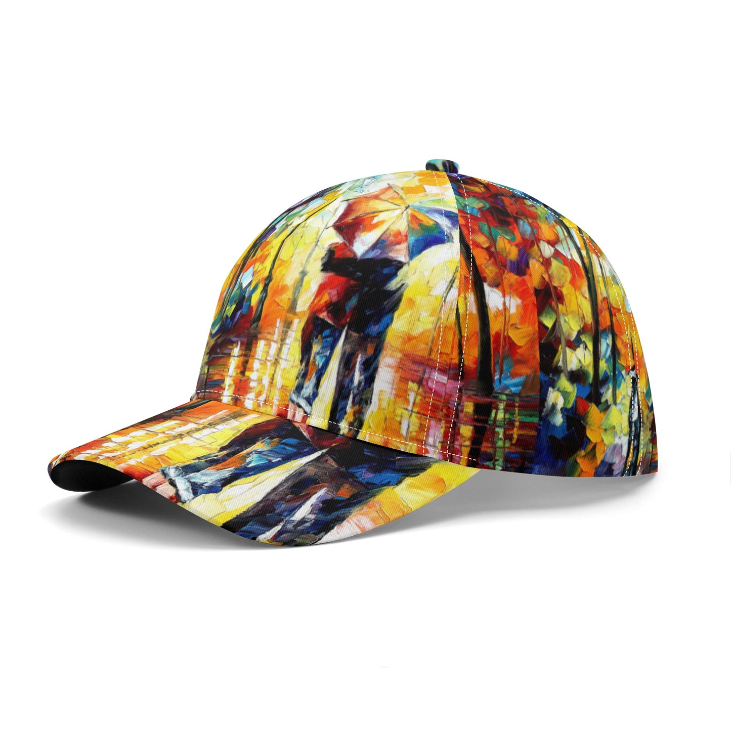 All Over Printing Baseball Caps Afremov Couple Under One Umbrella