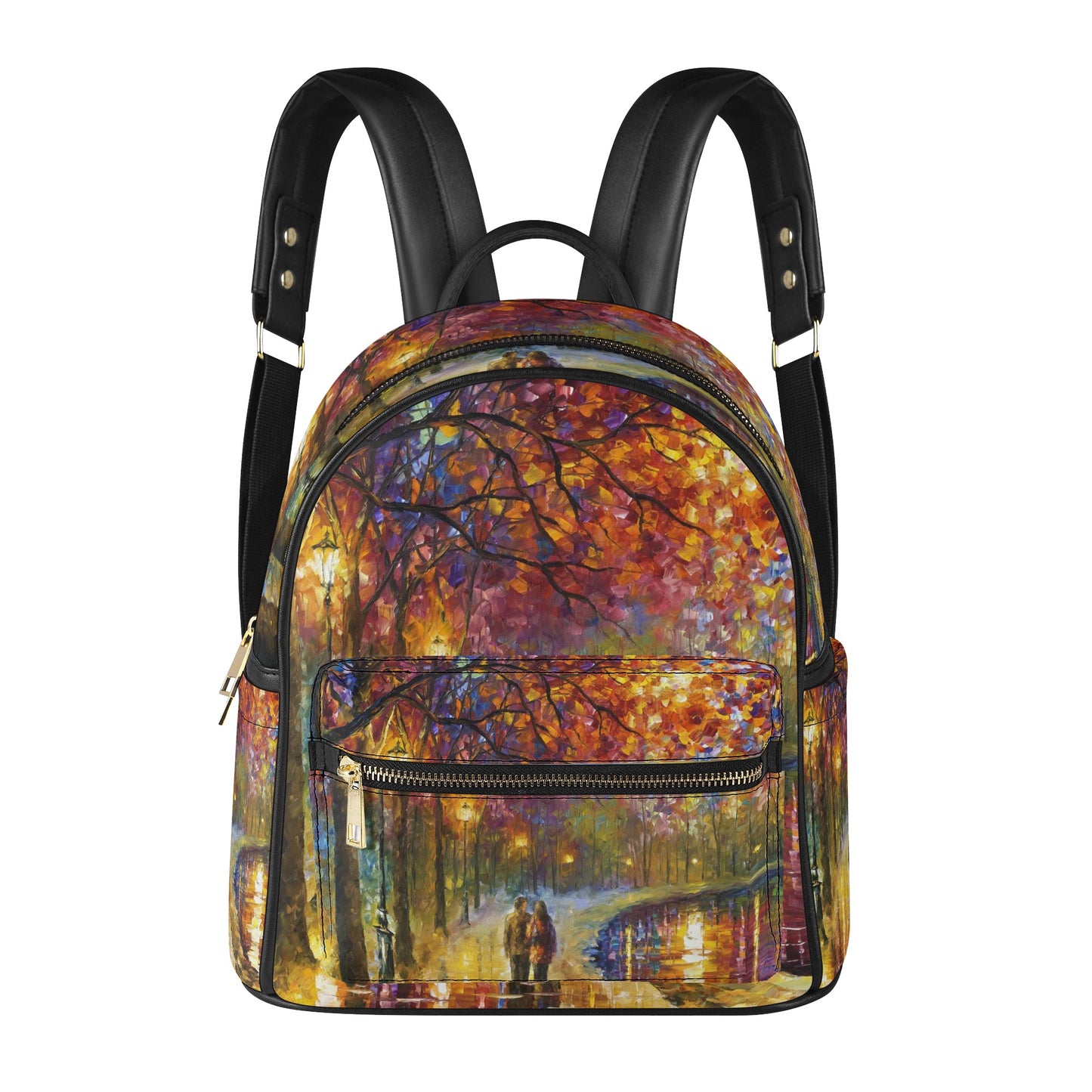 Women's Casual PU Backpack Afremov Spirits By The Lake