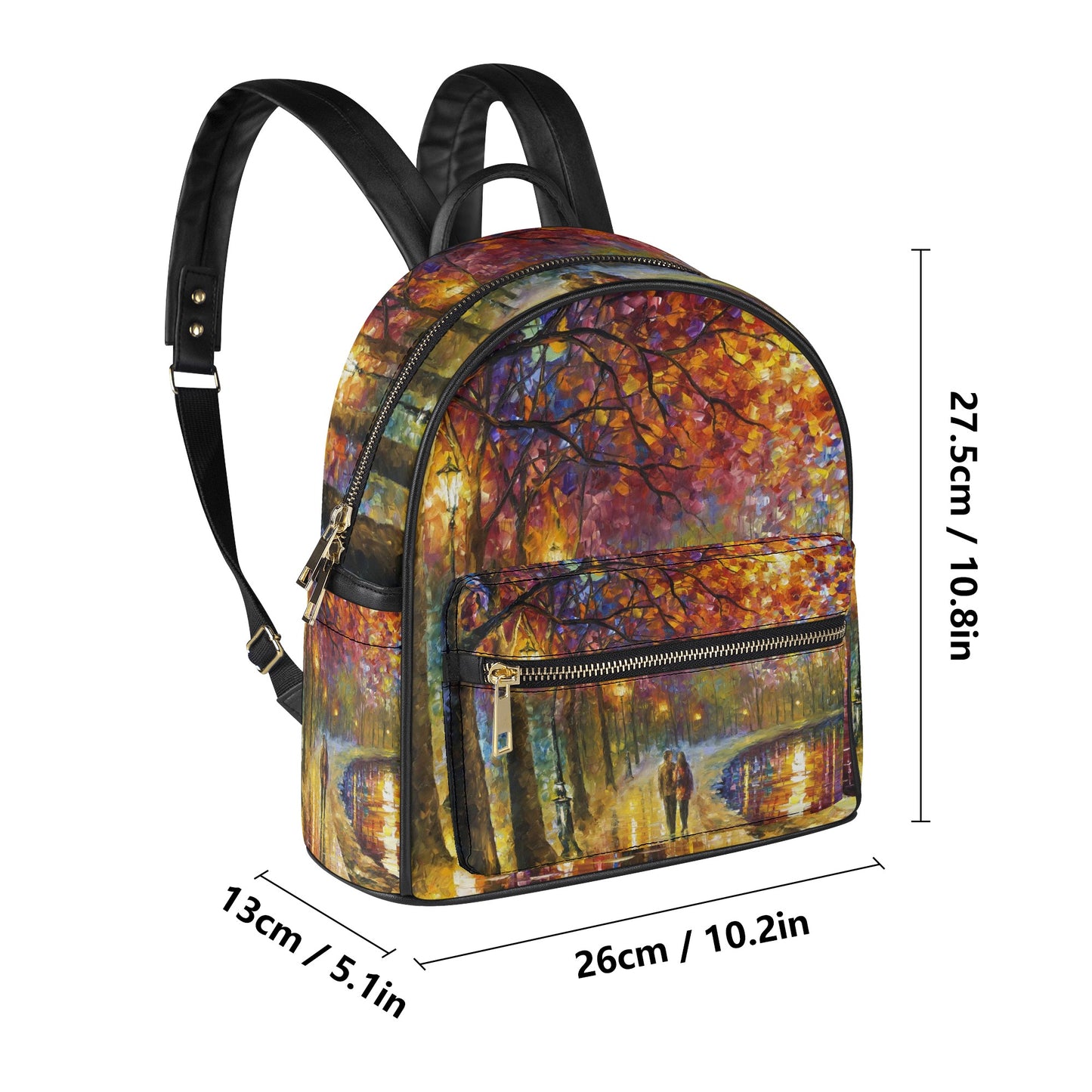 Women's Casual PU Backpack Afremov Spirits By The Lake