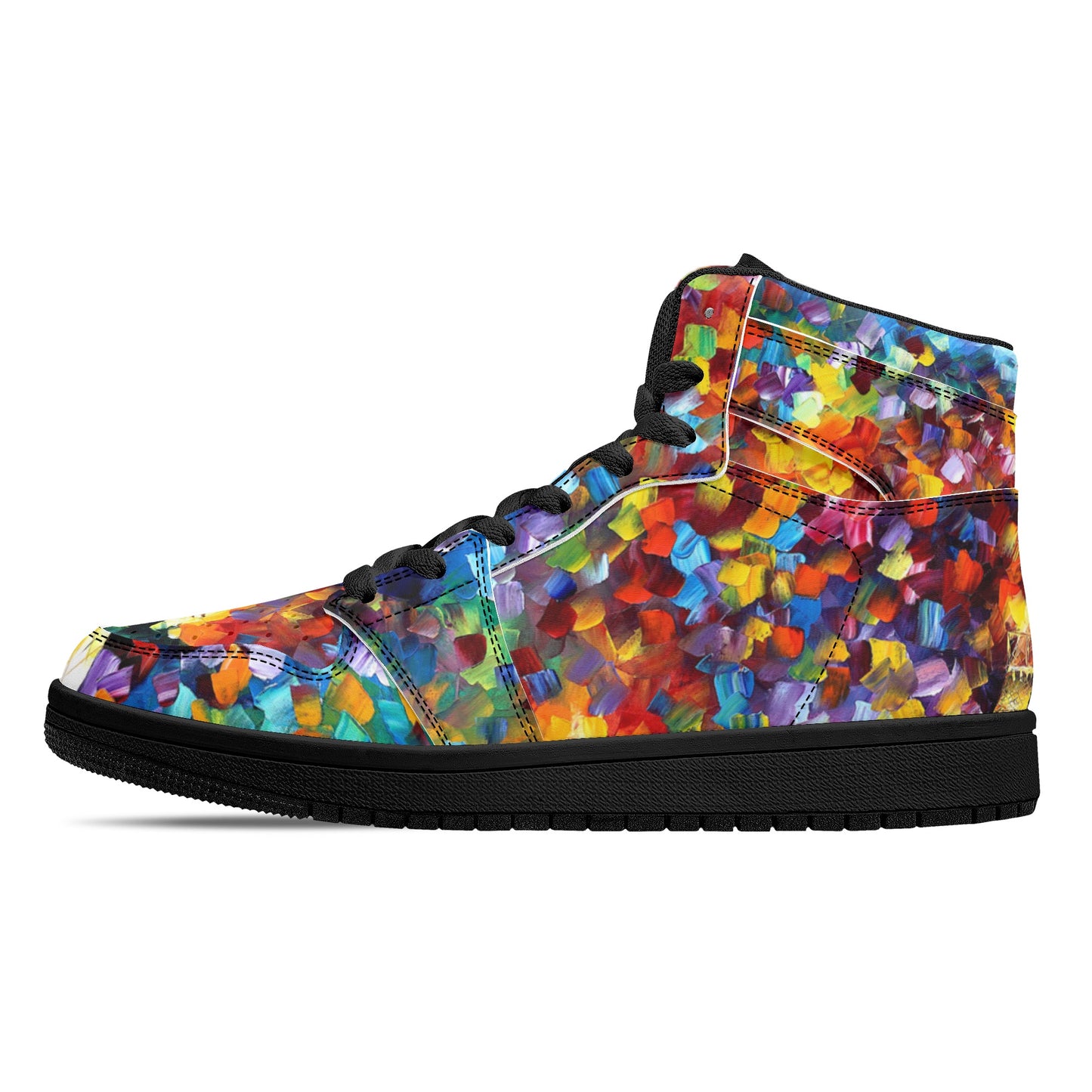 Women's Black High Top Leather Sneakers Afremov PARIS OF MY DREAM