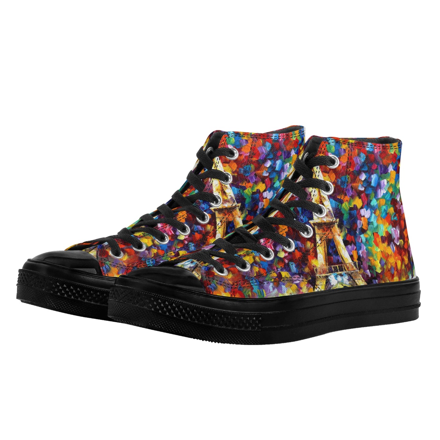 Men's Classic Black High Top Canvas Shoes Afremov PARIS OF MY DREAM