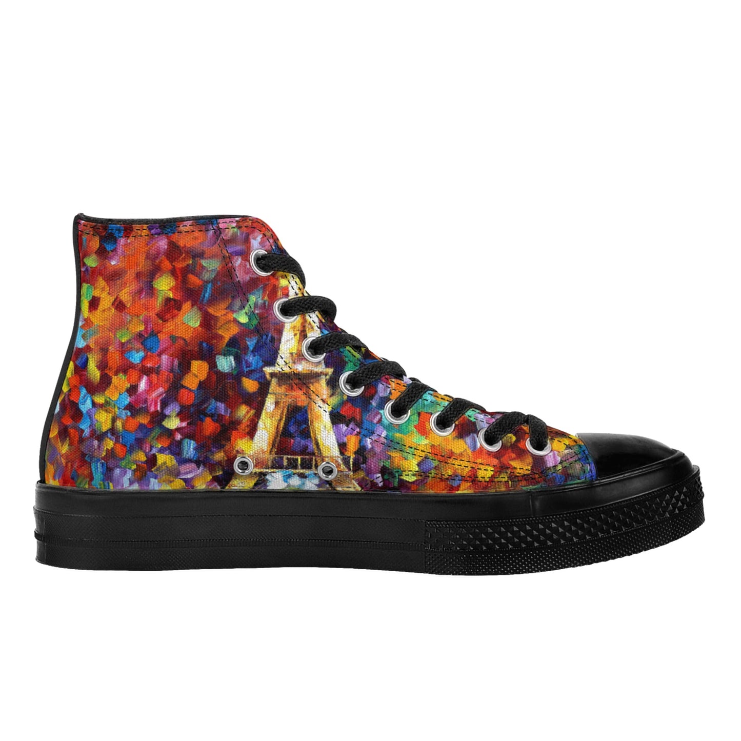 Men's Classic Black High Top Canvas Shoes Afremov PARIS OF MY DREAM