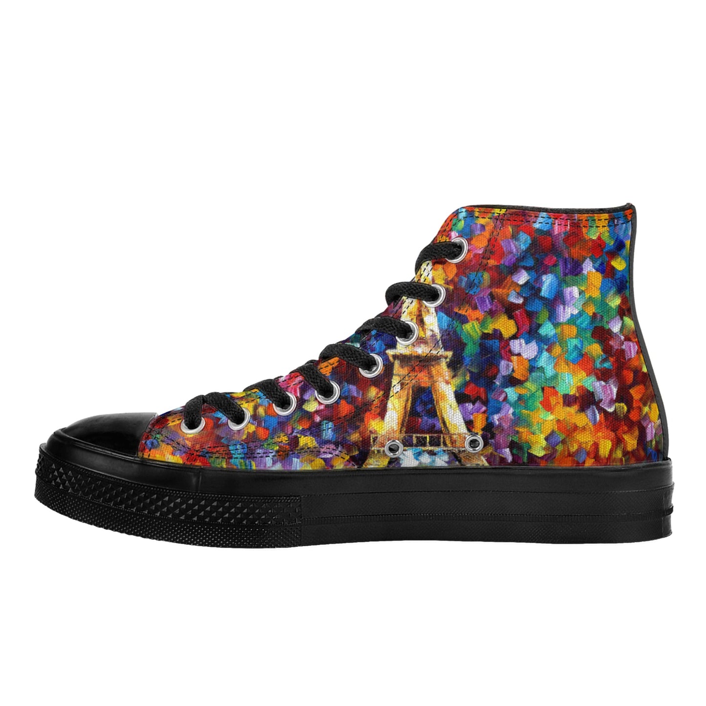 Men's Classic Black High Top Canvas Shoes Afremov PARIS OF MY DREAM