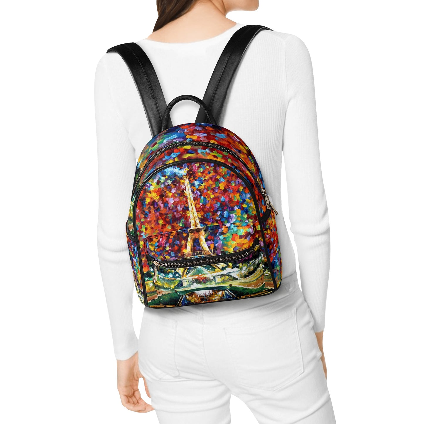 Women's Casual PU Backpack Afremov PARIS OF MY DREAM