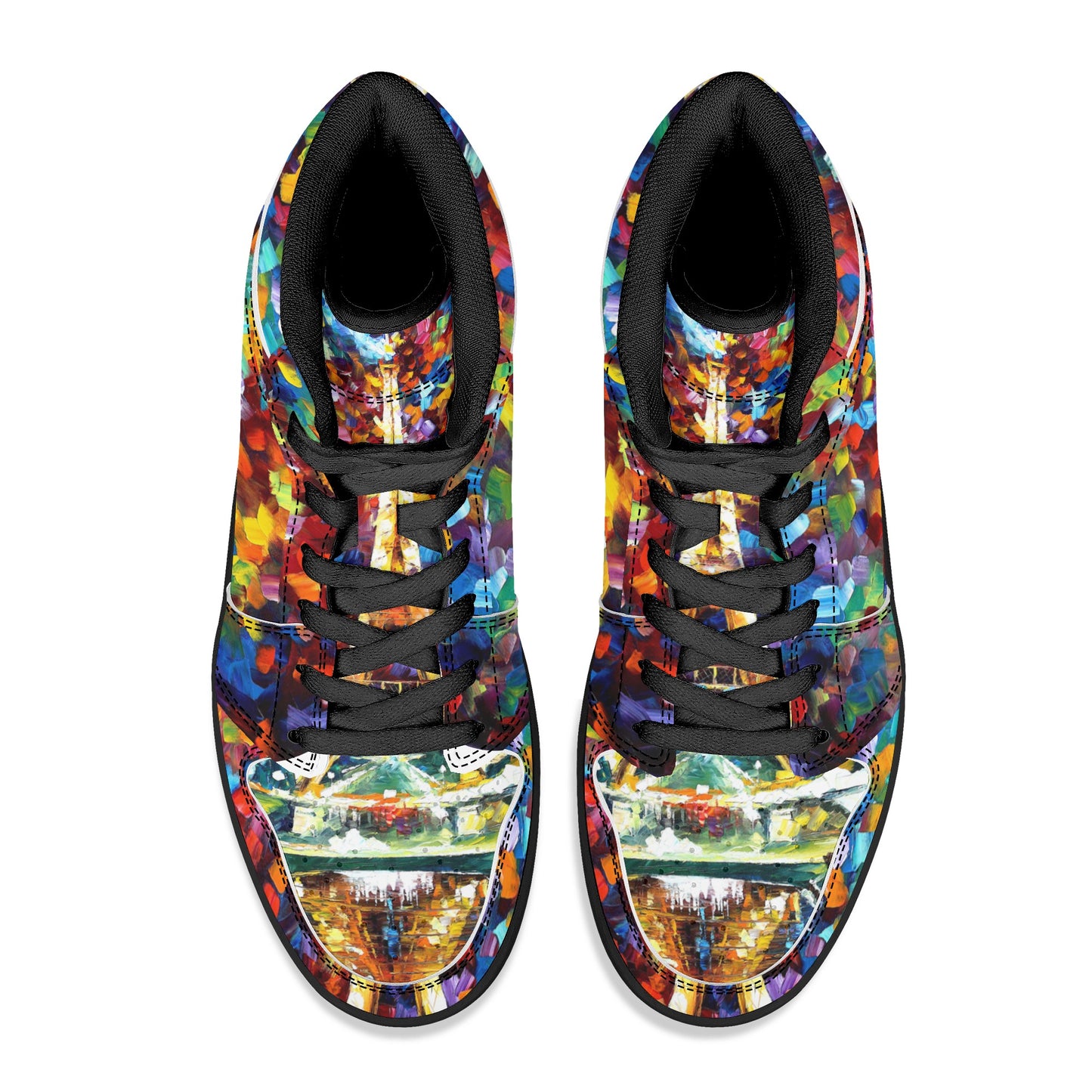 Men's High Top Leather Sneakers Afremov PARIS OF MY DREAM