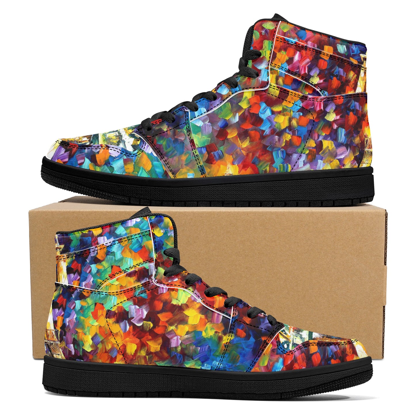 Men's High Top Leather Sneakers Afremov PARIS OF MY DREAM