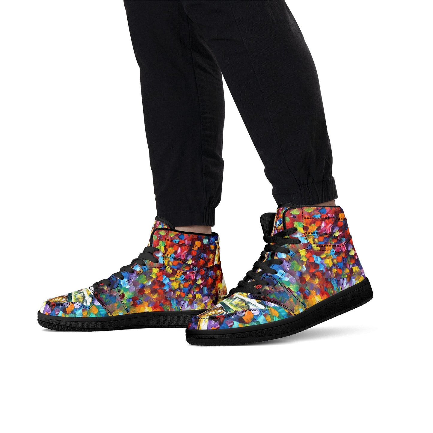 Men's High Top Leather Sneakers Afremov PARIS OF MY DREAM