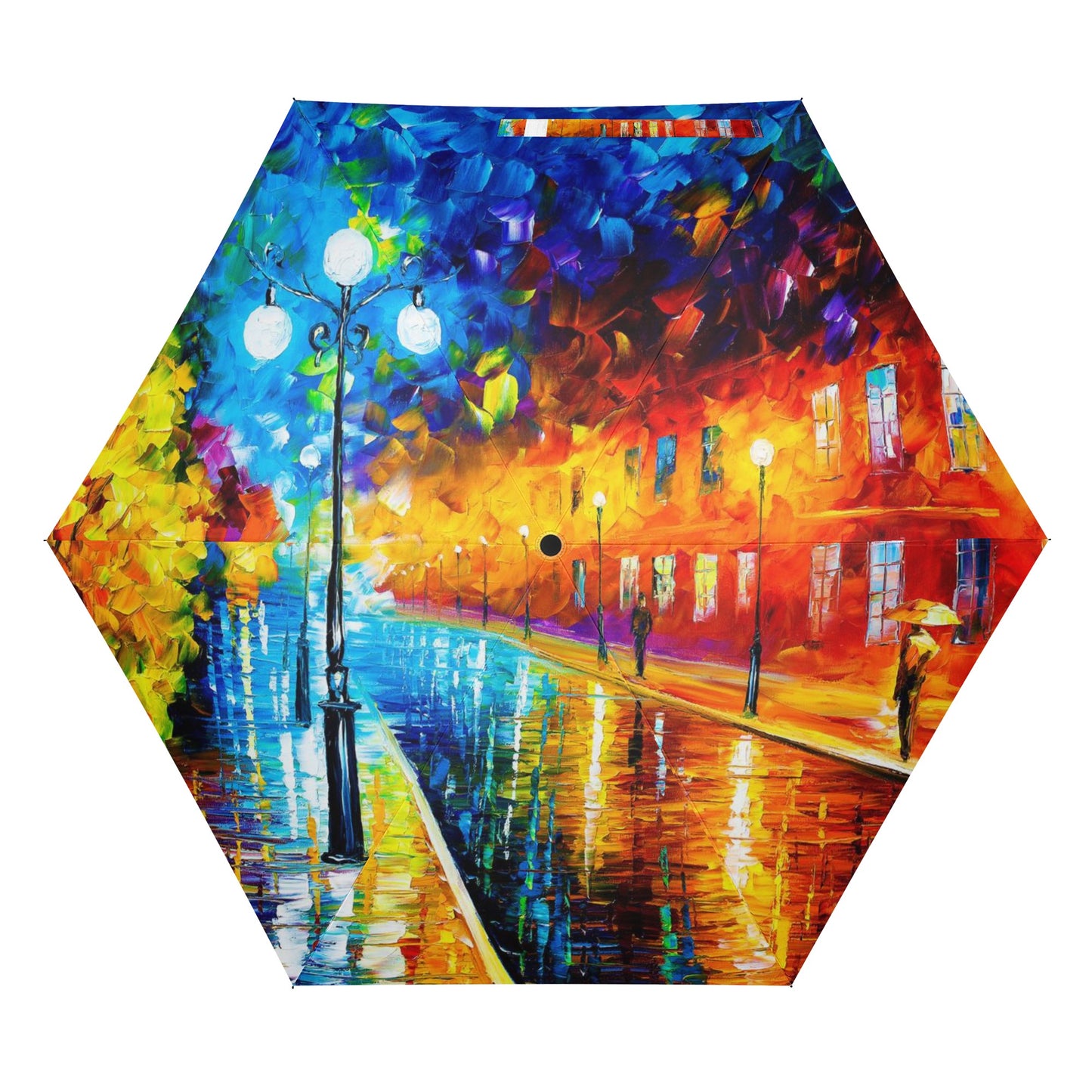 Lightweight Auto Open & Close Umbrella Printing Outside Afremov BLUE LIGHTS AT NIGHT