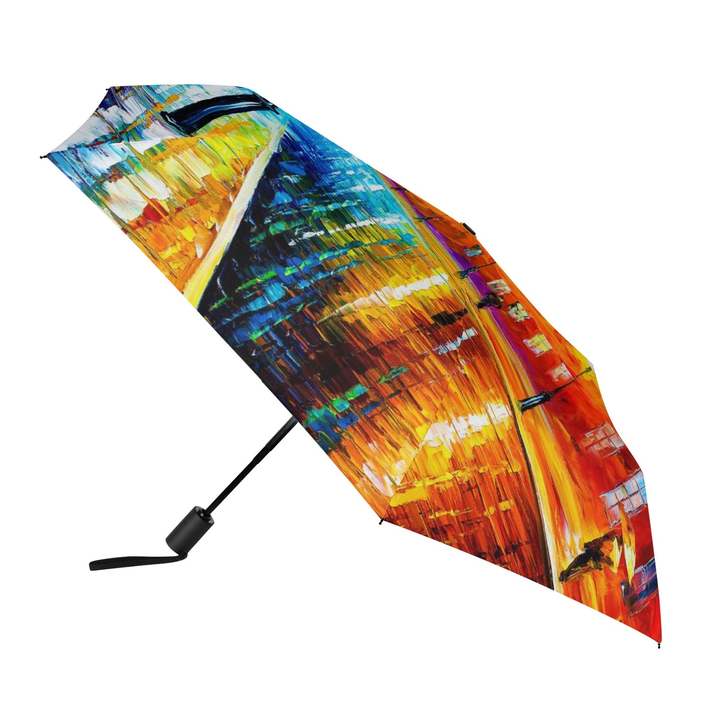 Lightweight Auto Open & Close Umbrella Printing Outside Afremov BLUE LIGHTS AT NIGHT