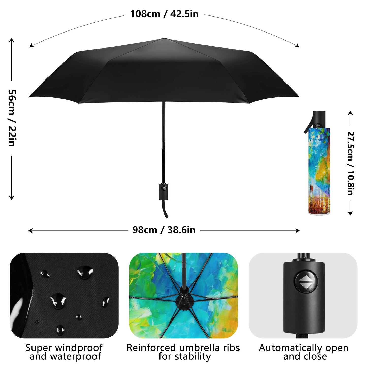 Fully Auto Open & Close Umbrella Printing Inside Afremov