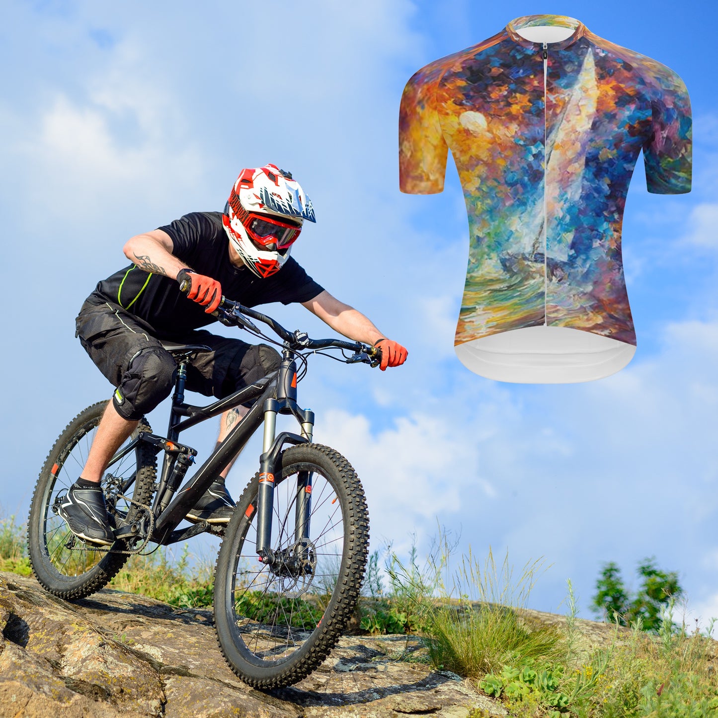 Men's Pro Team Short Sleeve Jersey Afremov FIGHT WITH THE WIND and UNDER WATER