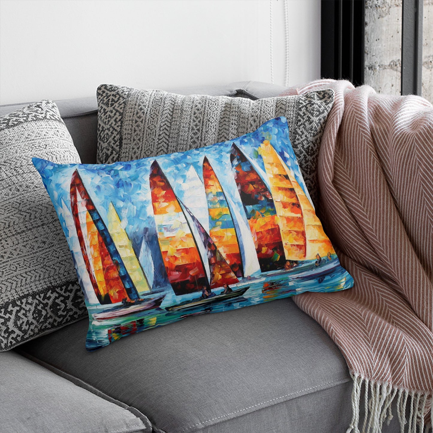 Double Side Printing Rectangular Pillow Cover Afremov SAIL REGATTA