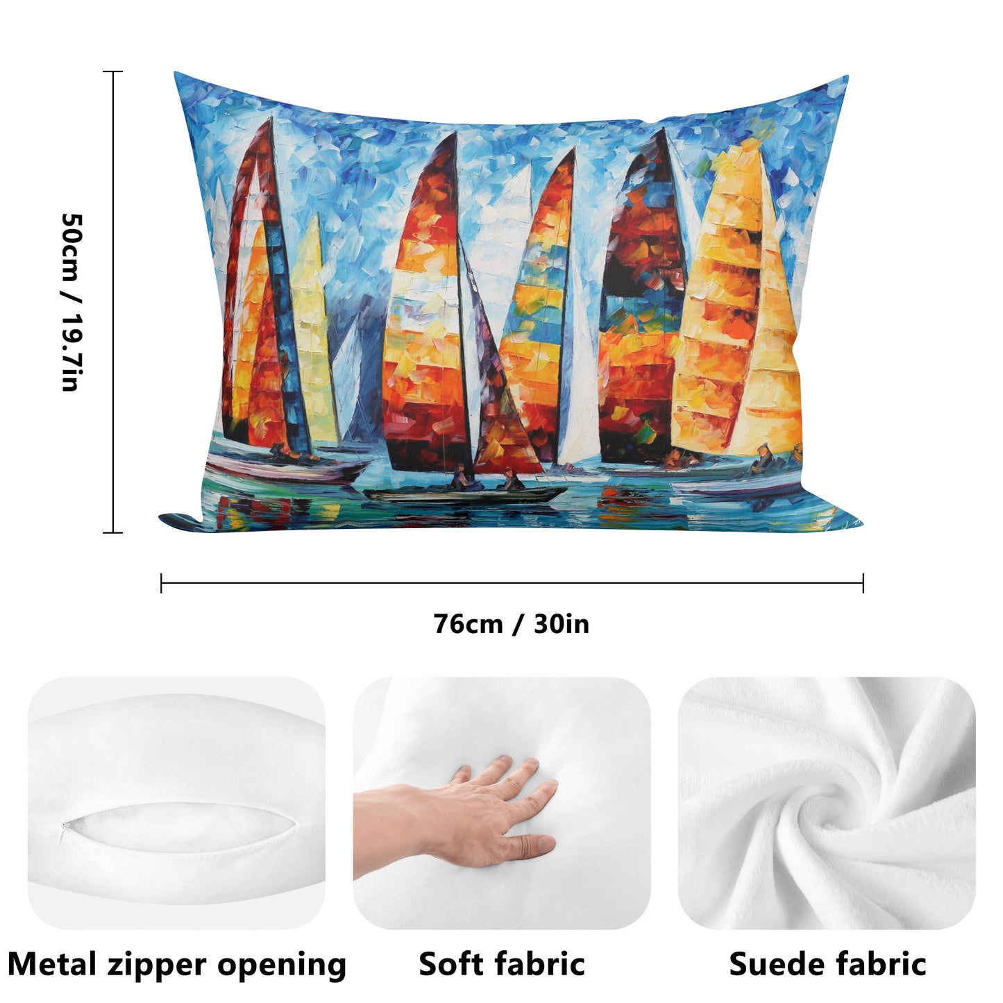 Double Side Printing Rectangular Pillow Cover Afremov SAIL REGATTA