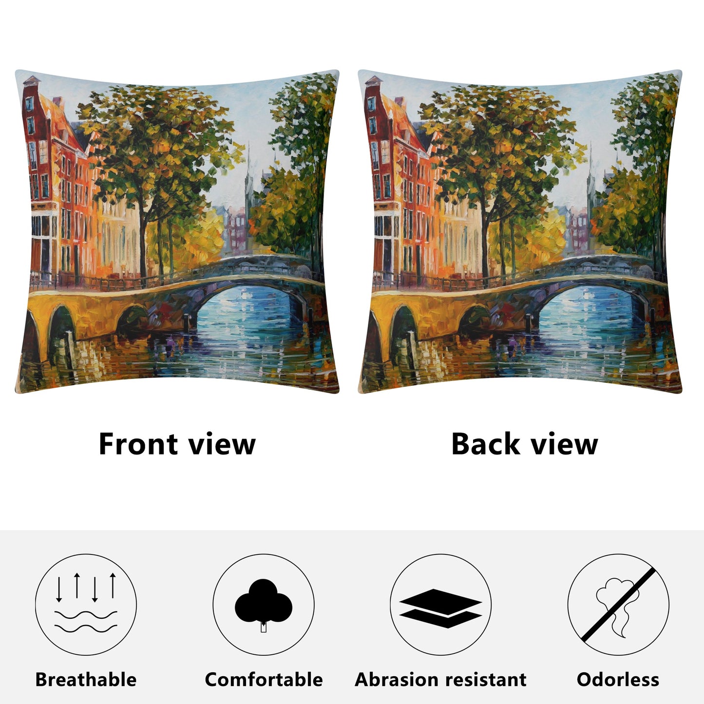 Double Side Printing Pillow Cover Afremov THE GATEWAY TO AMSTERDAM